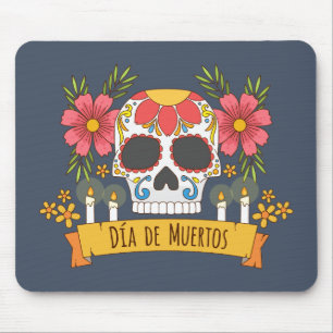 Crânio floral Diâmetro de los Muertos Mousepad