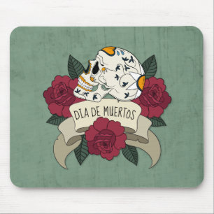 Crânio floral Diâmetro de los Muertos Mousepad
