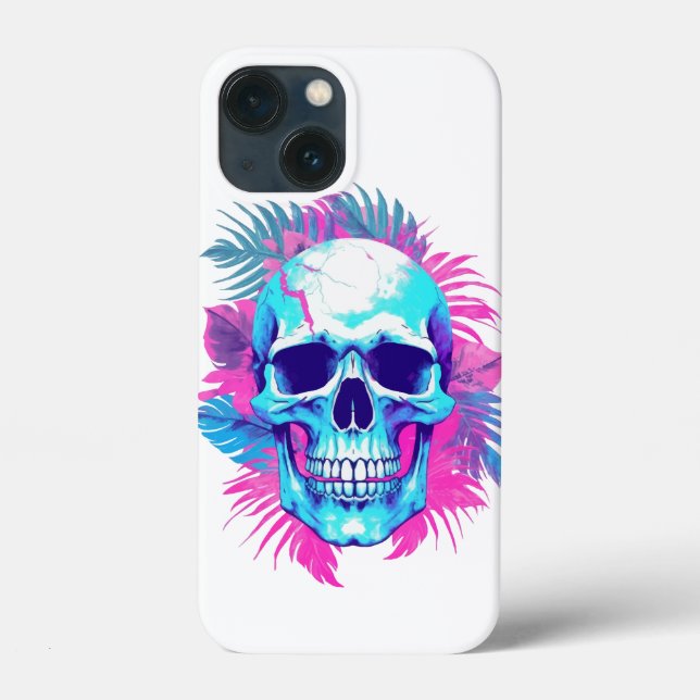 Crânio Floral em Estilo Vaporwave (Verso)