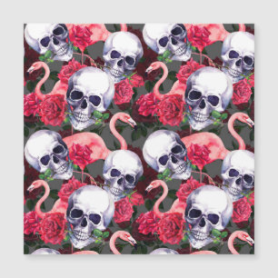 Crânio floral, padrão contínuo de flamingo.