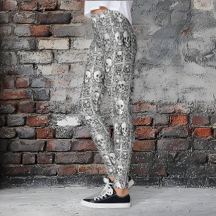 Crânio Gótico e Leggings do Dia das Bruxas