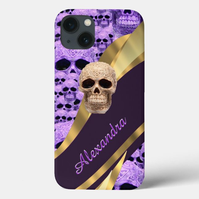 Crânio gótico roxo personalizado (Verso)
