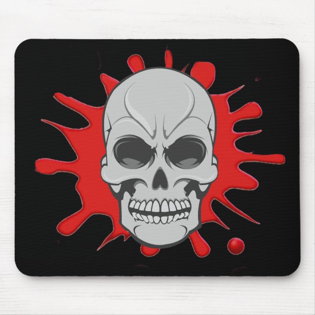 Crânio irritado & sangue Splat: Mousepad feito sob (Frente)
