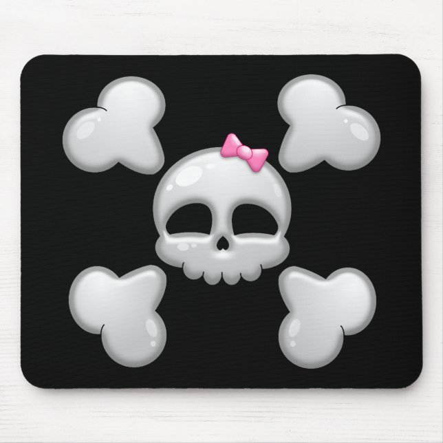 Crânio Mousepad dos desenhos animados da menina (Frente)