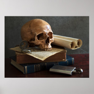 Crânio no poster dos livros