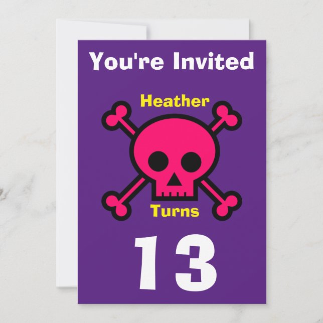 Crânio Personalizado do Convite - Nome/idade da ad (Frente)