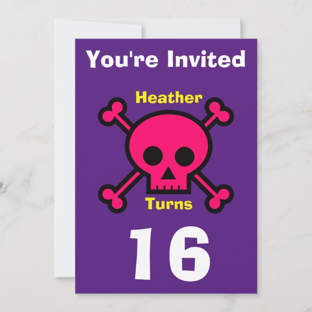 Crânio Personalizado do Convite - Nome/idade da ad (Frente)