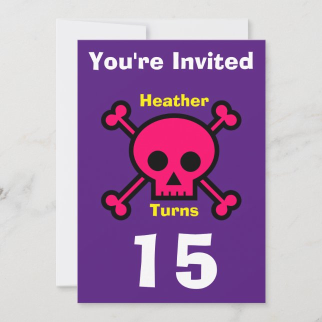 Crânio Personalizado do Convite - Nome/idade da ad (Frente)