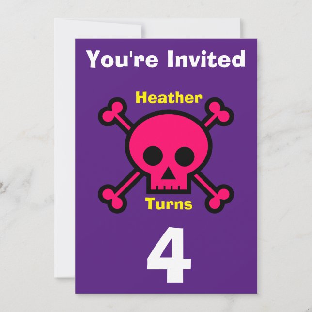 Crânio Personalizado do Convite - Nome/idade da ad (Frente)