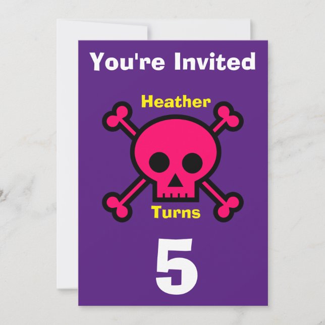 Crânio Personalizado do Convite - Nome/idade da ad (Frente)