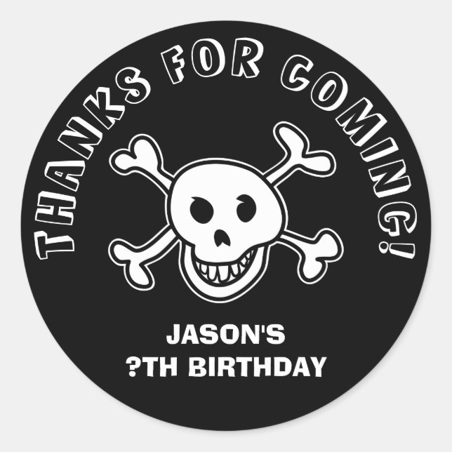 Crânio pirata e autocolantes ou selos (Frente)