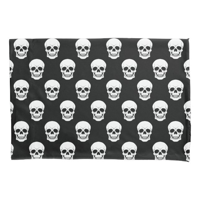 Cranio Preto E Branco Padrão Cabeça Diversão Hallo (Frente)