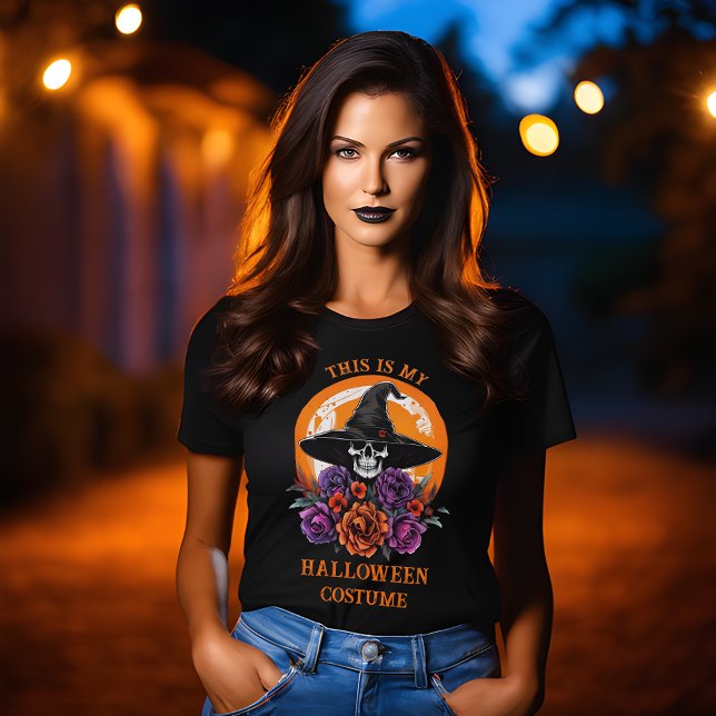 Crânio & Rosas Esta é a minha Camisa de Fantasia d (🌹 Your Unique Twist: Skull Witch Halloween Costume T-shirt! 👻)
