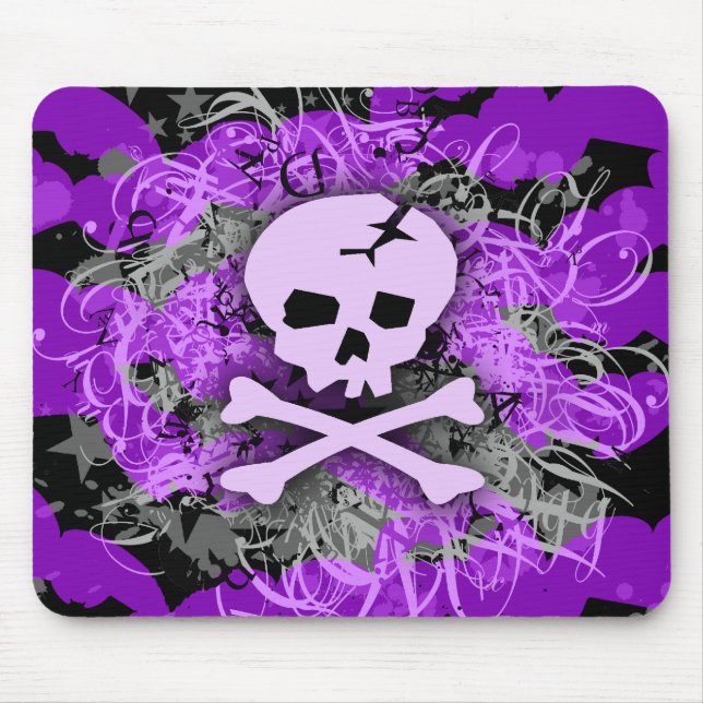 Crânio roxo MousePad gótico (Frente)
