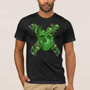 Crânio Verde - Engraçado Crânio 3 T-shirt