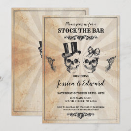 Crânios Abastecem O Bar Convite Vintage De Hallowe
