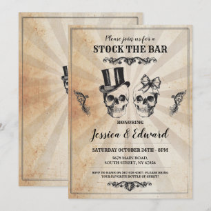 Crânios Abastecem O Bar Convite Vintage De Hallowe
