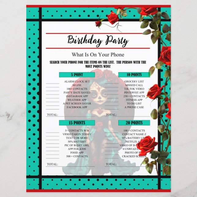 Crânios de açúcar de chá e Rosas vermelhas no seu  (Frente)