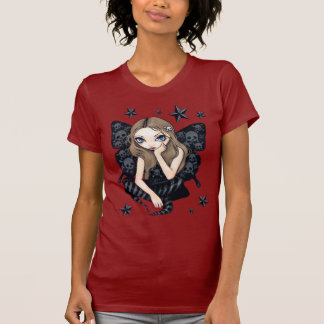 Crânios e camisa feericamente gótico das estrelas