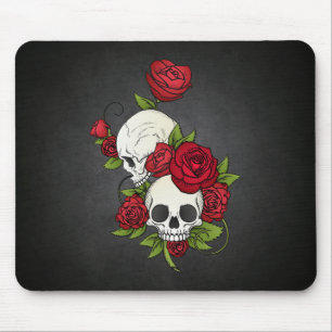 Crânios Florais Dia de los Muertos Mousepad