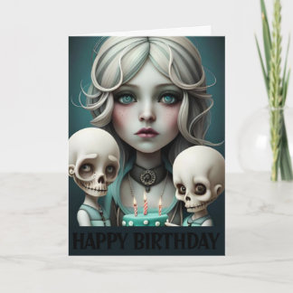 Crânios, humor, gótico, emo, de cartão de aniversá