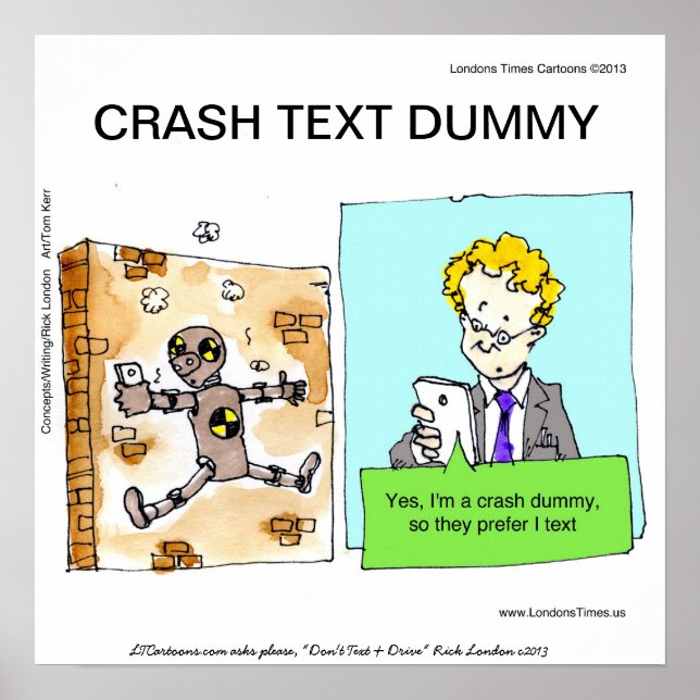 Crash Text Dummy Engraçado Poster (Frente)