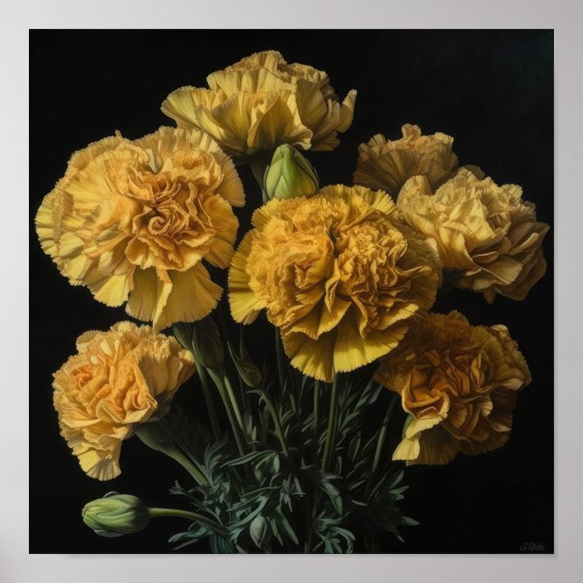 Cravos Amarelos Flor Arte Impressão Poster (Frente)