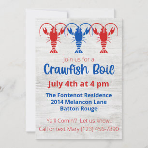 Crawfish Boil 4 de julho de Convite de festas