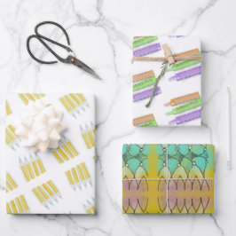 Crayons e lápis e papel de embrulho de rabisco