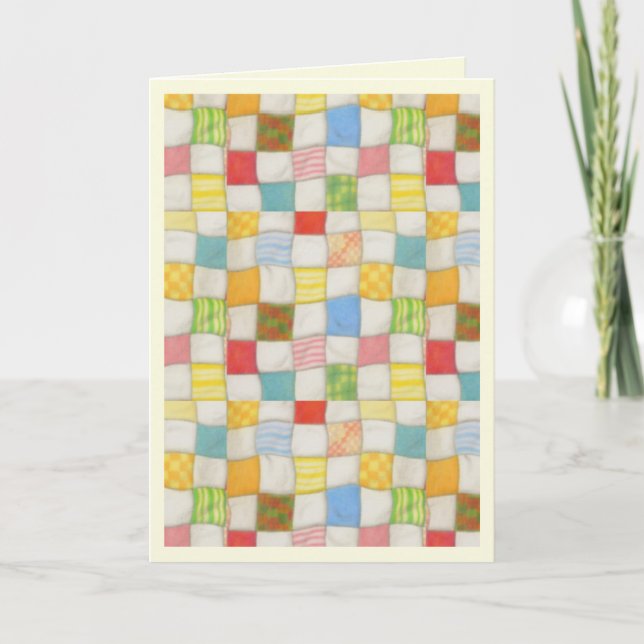 CRAZY QUILT Cartão de Agradecimento / Creme (Frente)