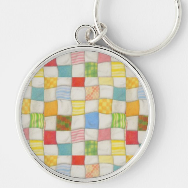 CRAZY QUILT Porta-chaves Redondo Premium (Frente)