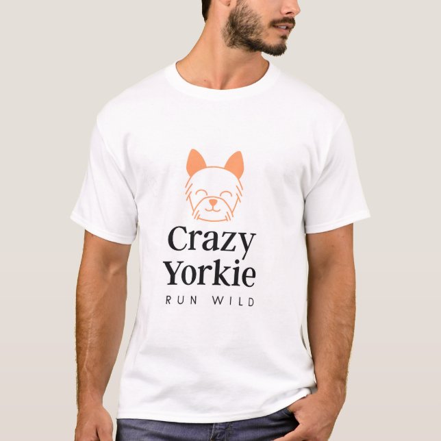 Crazy Yorkie Men's Basic T-Shirt (Frente)