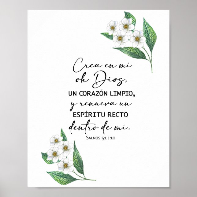 Crea en mi oh Dios, salmos 51 Póster (Frente)