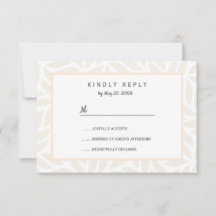 Cream abstrato foliage chic Wedding RSVP