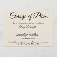 Cream Alteração de Planos Adiada Cartão de Casamen