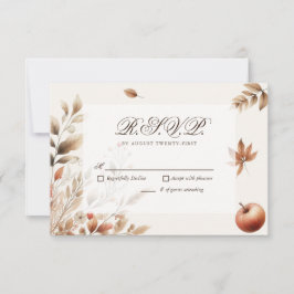 Cream Autumn Harvest Wedding RSVP Resposta Botânic