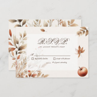 Cream Autumn Harvest Wedding RSVP Resposta Botânic