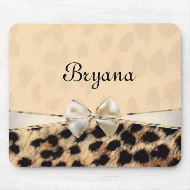 Cream Beige Leopard Cheetah Arco Mouse Pad (Frente)