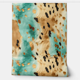 Cream Brown Aqua Cowhide