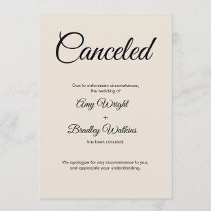 Cream Casamento Cancelado Anúncio Cartão Elegant