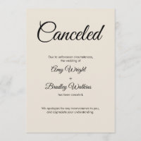 Cream Casamento Cancelado Anúncio Cartão Elegante