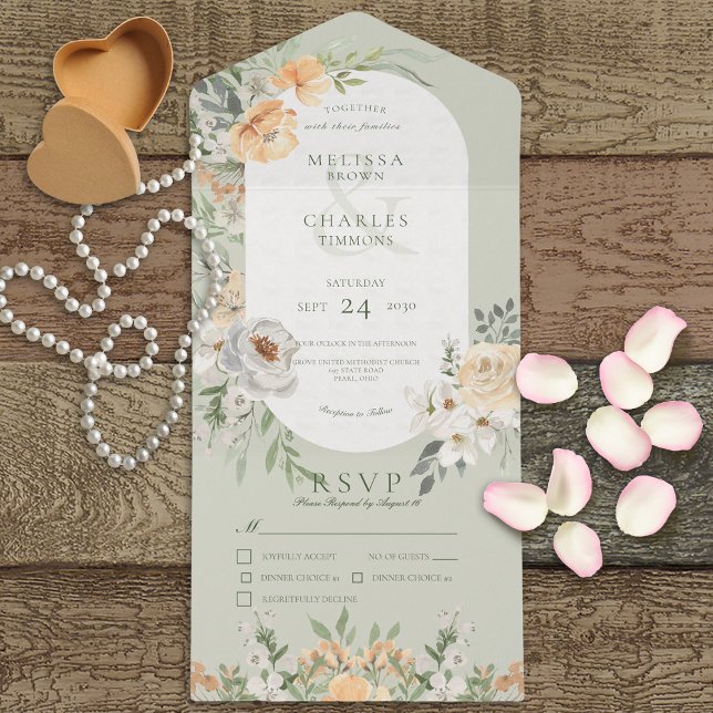 Cream e Yellow Boho Floral Sage Janto Verde (Criador carregado)