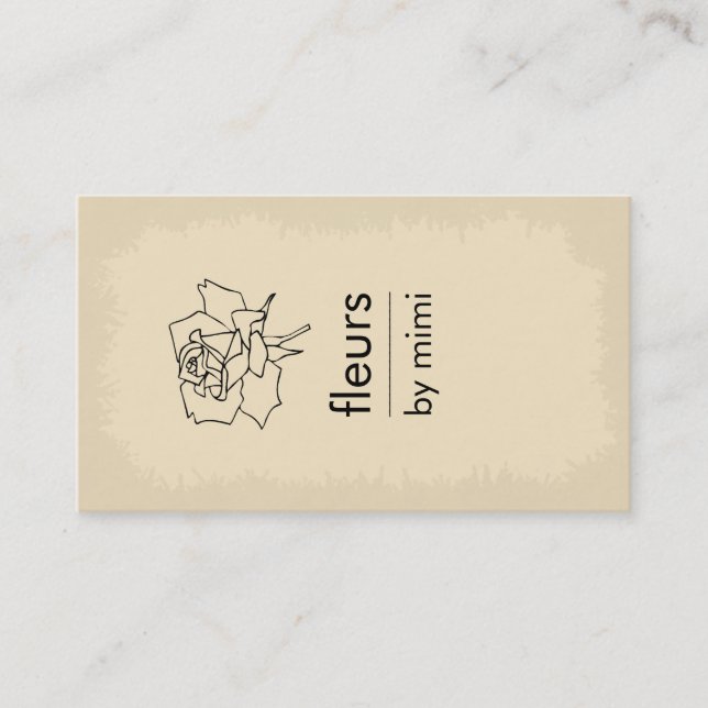 Cream Ecru Cartão de visita com Rosa (Frente)