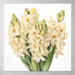 Cream Hyacinth Flower Art Poster