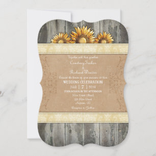 Cream Ivory Brown Rustic Sunflower Convite de casa
