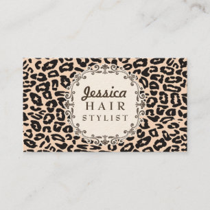 Cream Leopard Imprimir Cartões de Compromisso de