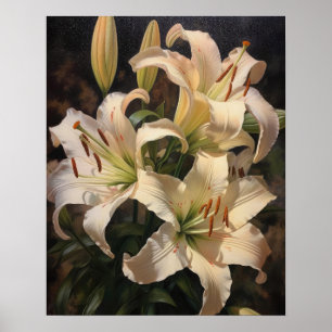 Cream Lily Flowers Art Impressão