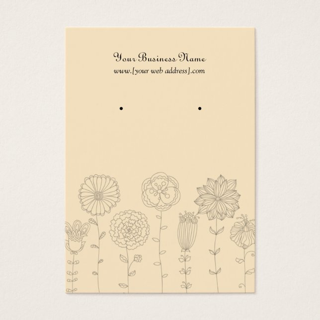 Cream Mod Flowers - Cartão de Ouriço Personalizado (Frente)