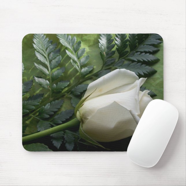 Cream Rosebud Mouse Pad (Com mouse)