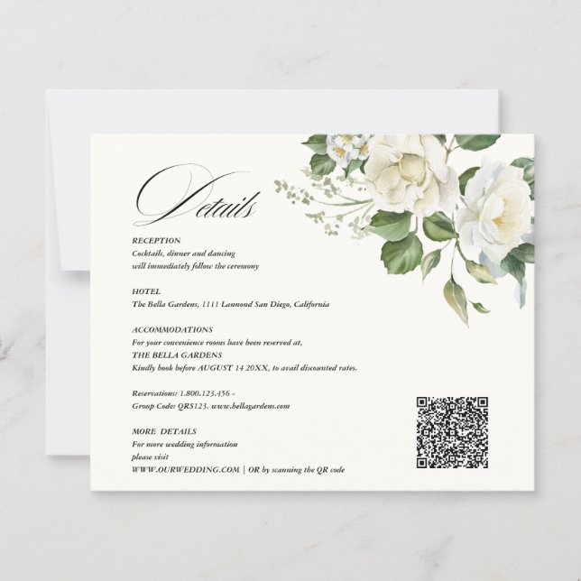 Creamy Floral Eucalyptus QR code Details Wedding (Frente)